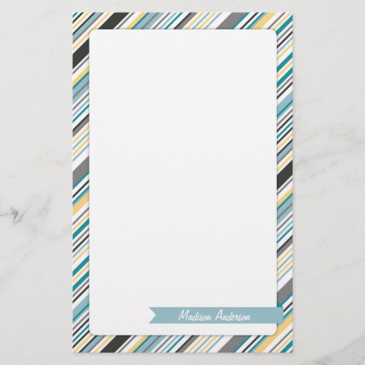 Aangepaste naam Stripe Stationery Briefpapier (Voorkant)
