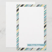 Aangepaste naam Stripe Stationery Briefpapier (Voorkant / Achterkant)