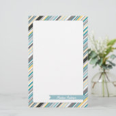 Aangepaste naam Stripe Stationery Briefpapier (Staand voorkant)