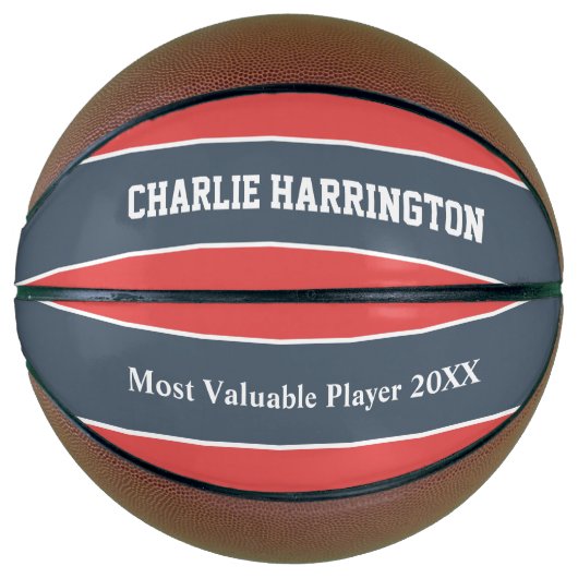 Aangepaste naam Stripes Pattern en tekstbasketbal Basketbal (Voorkant)