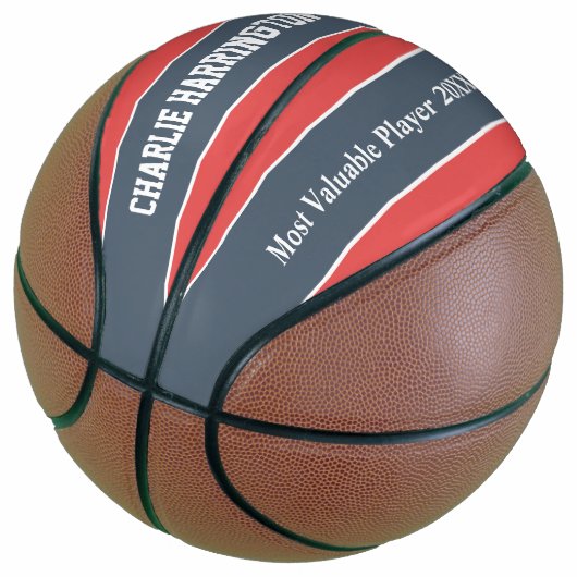Aangepaste naam Stripes Pattern en tekstbasketbal Basketbal (Schuin)