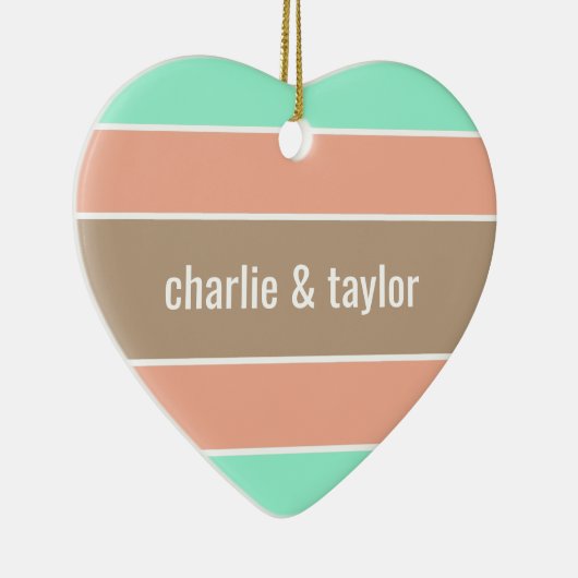 Aangepaste naam stripes Pattern-versiering Keramisch Ornament (Rechts)