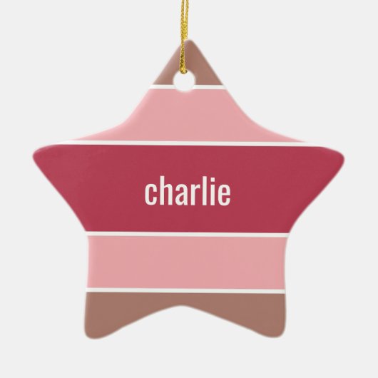 Aangepaste naam stripes Pattern-versiering Keramisch Ornament (Voorkant)