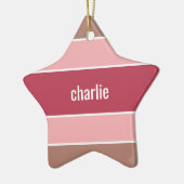 Aangepaste naam stripes Pattern-versiering Keramisch Ornament (Links)