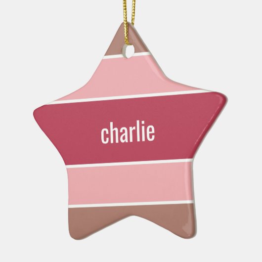 Aangepaste naam stripes Pattern-versiering Keramisch Ornament (Links)