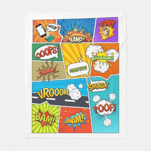 Aangepaste naam Strips Fleece Deken (Voorkant)