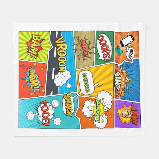 Aangepaste naam Strips Fleece Deken (Voorkant (Horizontaal))