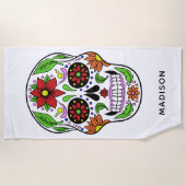 Aangepaste naam Sugar Skull strandlaken (Voorkant)