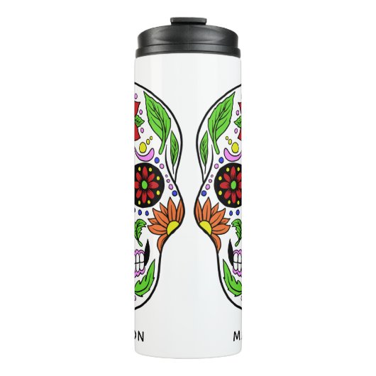 Aangepaste naam Sugar Skull tumbler Thermosbeker (Voorkant)