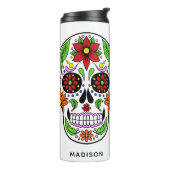Aangepaste naam Sugar Skull tumbler Thermosbeker (Gedraaid links)