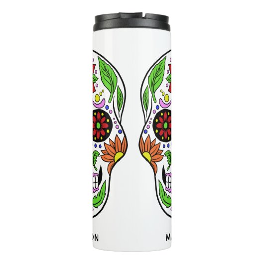 Aangepaste naam Sugar Skull tumbler Thermosbeker (Achterkant)