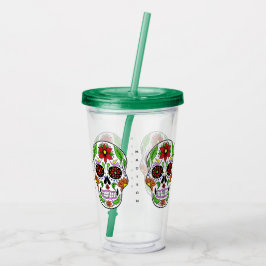 Aangepaste naam Sugar Skull tumblers Acryl Drinkbeker