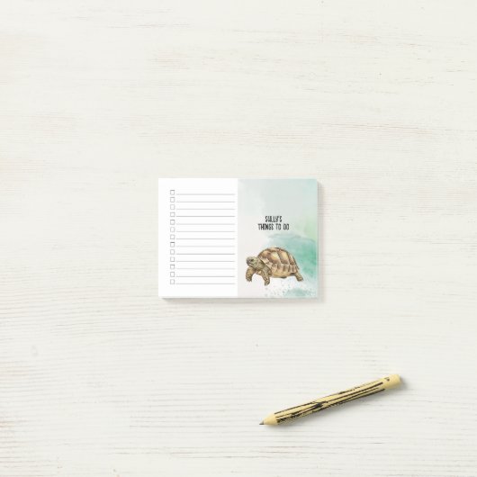Aangepaste naam Sulcata-schildpad Checklistnotitie Post-it® Notes (Op bureau)