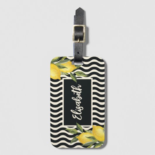 Aangepaste naam Summer Mediterranean Lemon Bagagelabel (Voorkant (verticaal))