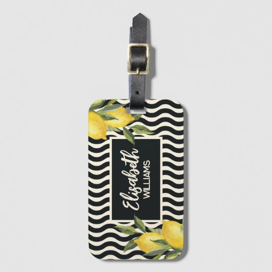 Aangepaste naam Summer Mediterranean Lemon Bagagelabel (Voorkant (verticaal))
