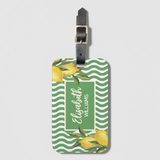 Aangepaste naam Summer Mediterranean Lemon Bagagelabel (Voorkant (verticaal))