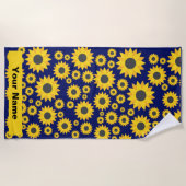 Aangepaste naam Sunflower Pattern Summer Beach Tow Strandlaken (Voorkant)