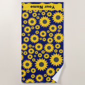 Aangepaste naam Sunflower Pattern Summer Beach Tow Strandlaken (Voorkant)