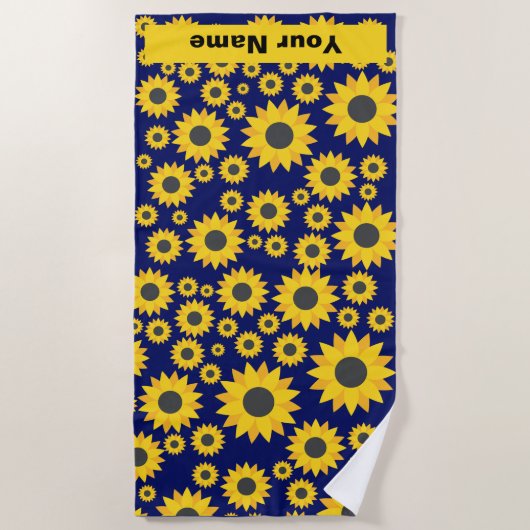 Aangepaste naam Sunflower Pattern Summer Beach Tow Strandlaken (Voorkant)