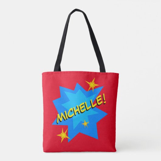 Aangepaste naam superheld tote bag (Achterkant)