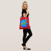 Aangepaste naam superheld tote bag (Op model)