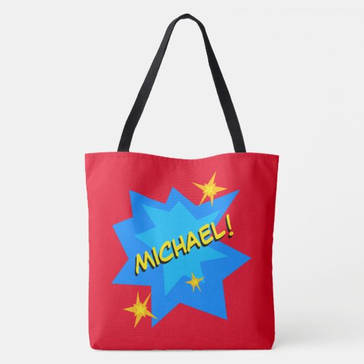 Aangepaste naam superheld tote bag (Achterkant)