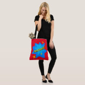 Aangepaste naam superheld tote bag (Op model)