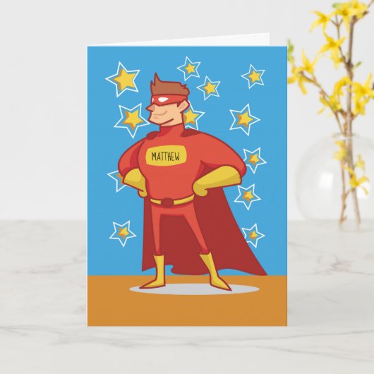 Aangepaste naam Superhero op Vaderdag Kaart (Gele Bloem)