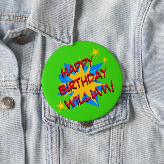 Aangepaste naam Superhero Verjaardagsfeestje Ronde Button 4,0 Cm (In situ)
