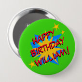Aangepaste naam Superhero Verjaardagsfeestje Ronde Button 4,0 Cm (Voorkant /achterkant)