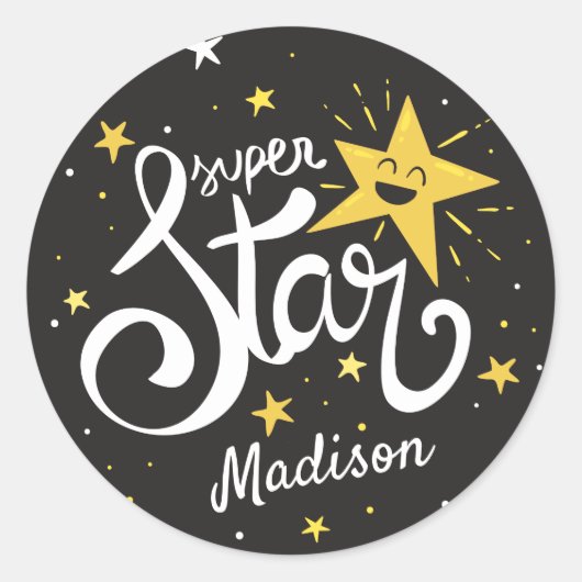 Aangepaste naam Superstar Ronde Sticker (Voorkant)