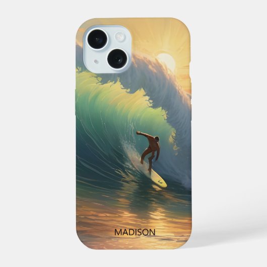 Aangepaste naam surfen iPhone 15 case (Achterkant)
