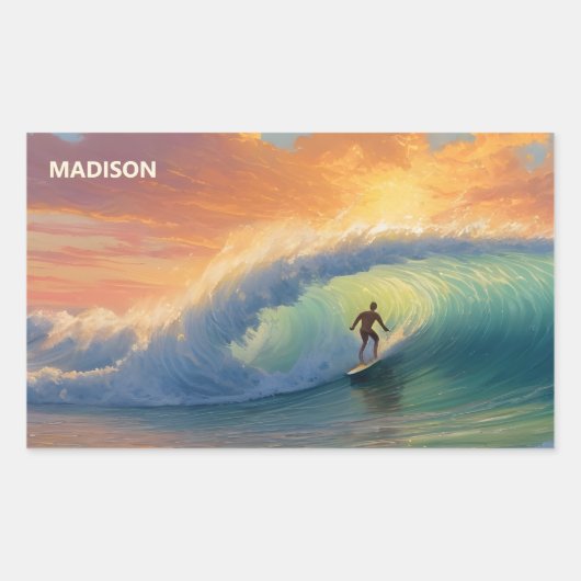 Aangepaste naam Surfen Rechthoekige Sticker (Voorkant)