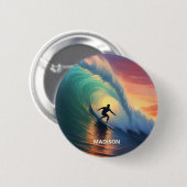 Aangepaste naam Surfen Ronde Button 5,7 Cm (Voorkant /achterkant)