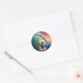 Aangepaste naam Surfen Ronde Sticker (Envelop)
