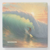 Aangepaste naam Surfen Stenen Onderzetter (Voorkant)