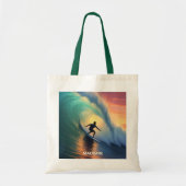Aangepaste naam Surfen Tote Bag (Voorkant)