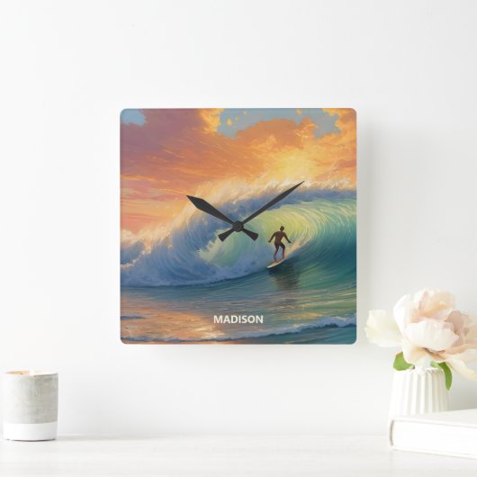 Aangepaste naam Surfen Vierkante Klok (Huis)