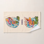 Aangepaste naam Surfende ananas Bad Handdoek (Handdoek)