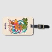 Aangepaste naam Surfende ananas Bagagelabel (Voorkant (horizontaal))
