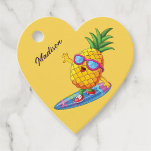 Aangepaste naam Surfende ananas Bedankjes Labels