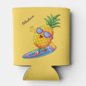 Aangepaste naam Surfende ananas Blikjeskoeler (Achterkant)