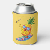 Aangepaste naam Surfende ananas Blikjeskoeler (Blikje Achterkant)