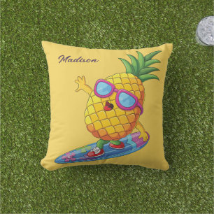 Aangepaste naam Surfende ananas Buitenkussen