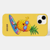 Aangepaste naam Surfende ananas Case-Mate iPhone Case (Achterkant (horizontaal))