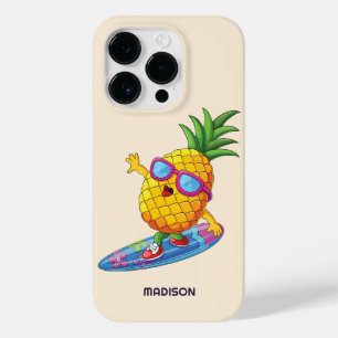 Aangepaste naam Surfende ananas Case-Mate iPhone 14 Pro Hoesje
