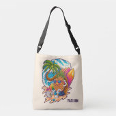 Aangepaste naam Surfende ananas Crossbody Tas (Achterkant)