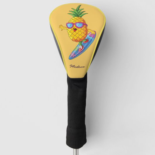 Aangepaste naam Surfende ananas Golfheadcover (Voorkant)