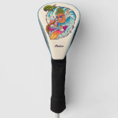Aangepaste naam Surfende ananas Golfheadcover (Voorkant)