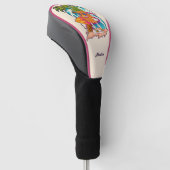 Aangepaste naam Surfende ananas Golfheadcover (Schuin)